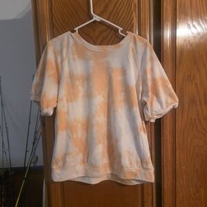 Orange and White Tie-Dye Women's Top